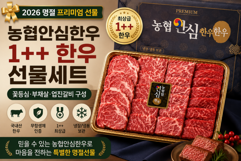 2026년 추석 농협안심한우 1++ 한우선물세트 꽃등심 부채살 업진갈비 명절선물 무항생제 10만원대 추천