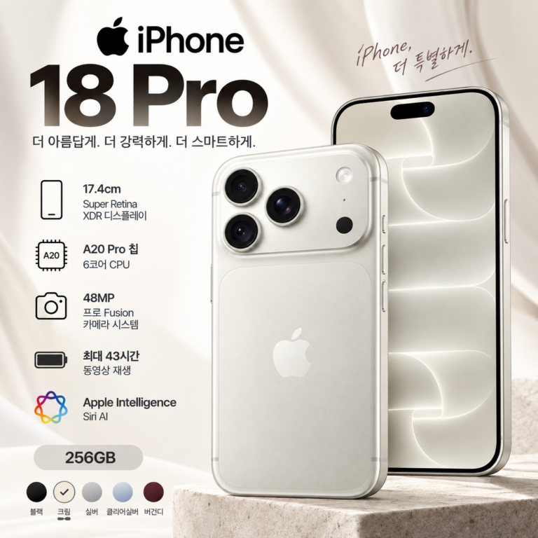 Apple 아이폰18 Pro 자급제 실버 색상 256GB 출시