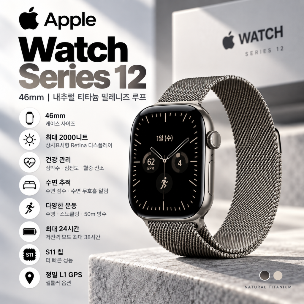 Apple Watch 애플워치 시리즈 12 46mm GPS 셀룰러 내추럴 색상 출시 제품 이미지