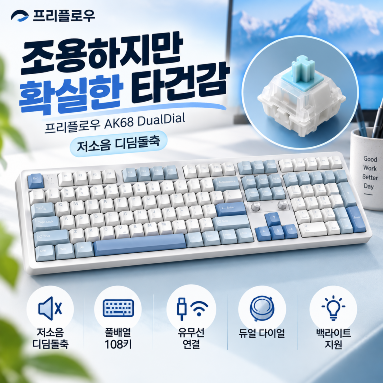 사무용 저소음 디딤돌축 아콘 AK68 DualDial 키보드 추천