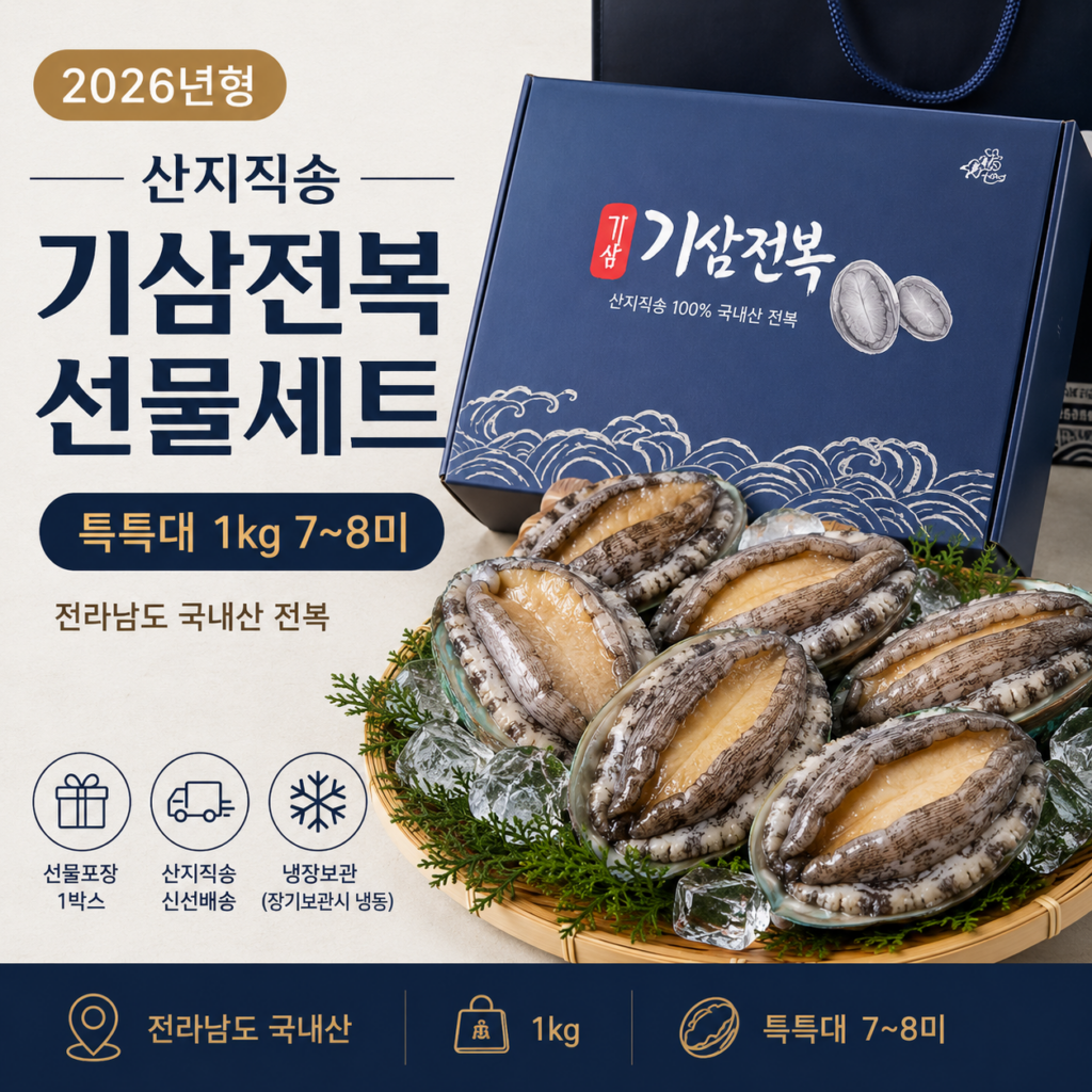 추석 선물세트 최저가 3만원대 진도 산지직송 기삼전복 대왕특대 7미 포장 부모님 명절 선물 추천 제품 이미지