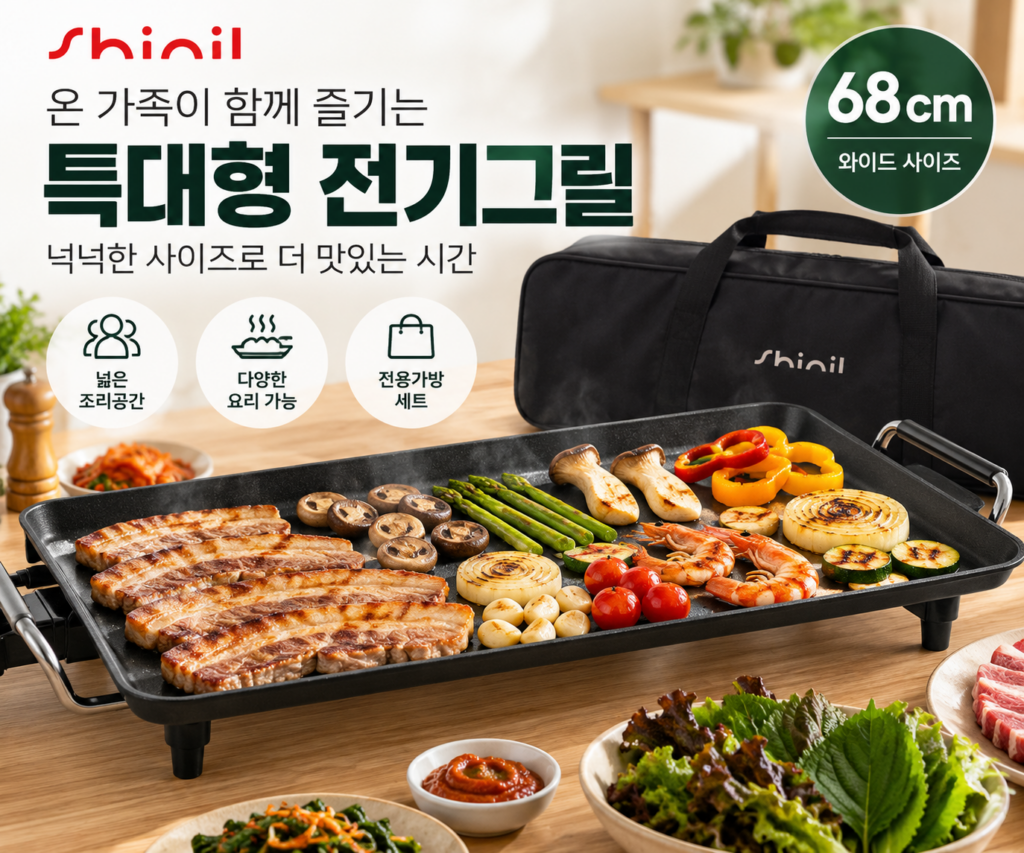 명절 준비 필수템 가정용 신일 전기그릴팬 특대형 SGP-HJ770G 최대 49%할인 제품 이미지