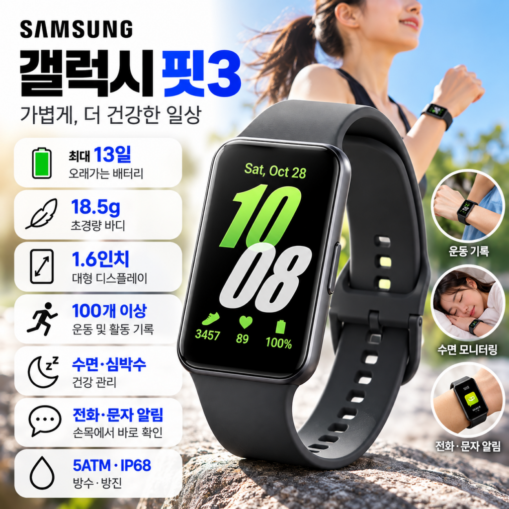 삼성전자 갤럭시 핏3 운동 방수 기능 추천 제품 이미지